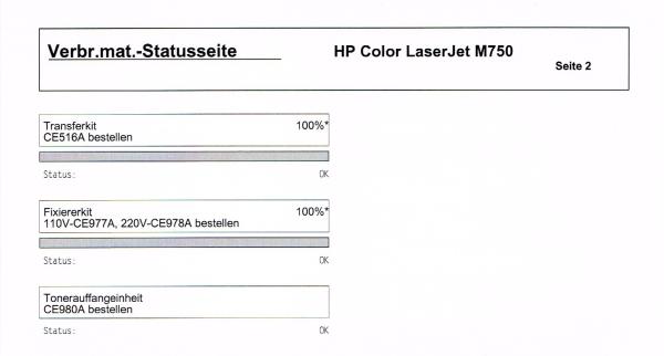 HP Color LaserJet M750dn Farblaserdrucker bis DIN A3 gebraucht - 96.700 Seiten